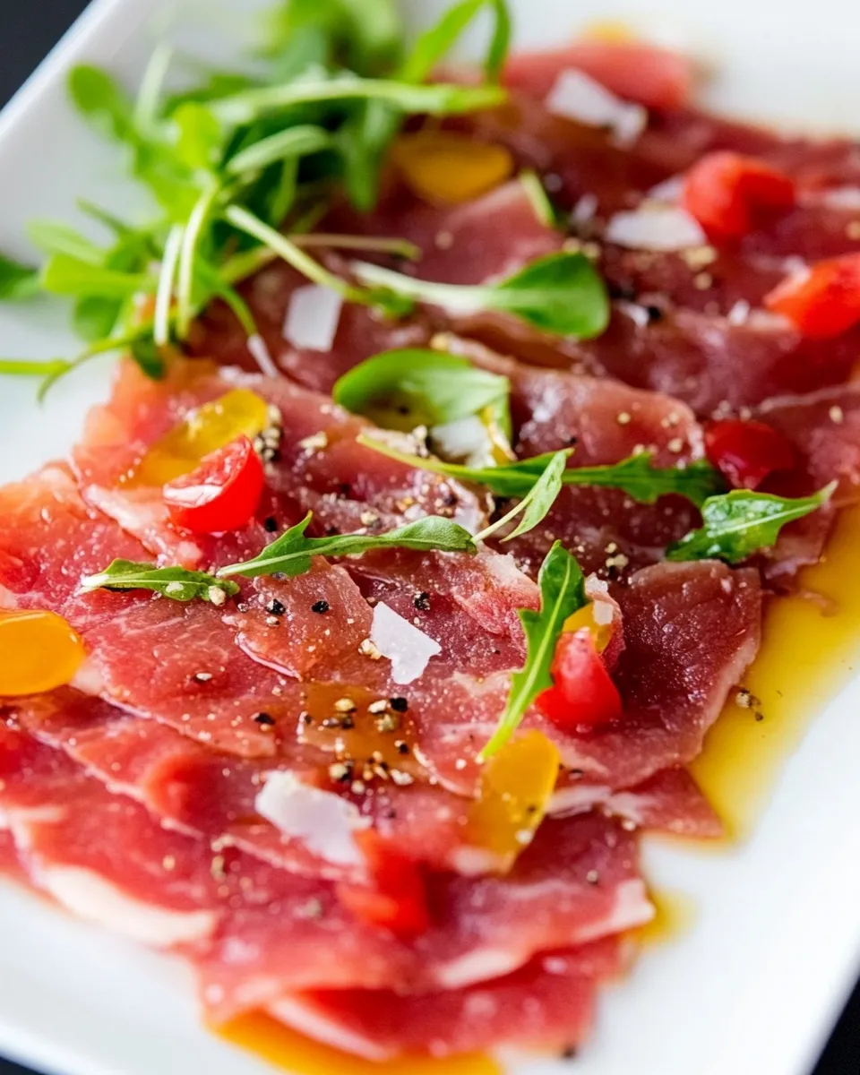 Quick Seared Pepper Beef Carpaccio recipe photo