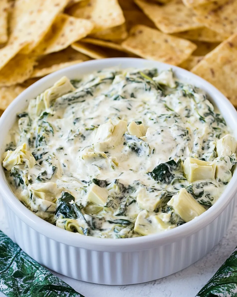 Easy Skinny Spinach and Artichoke Dip Recipe shot