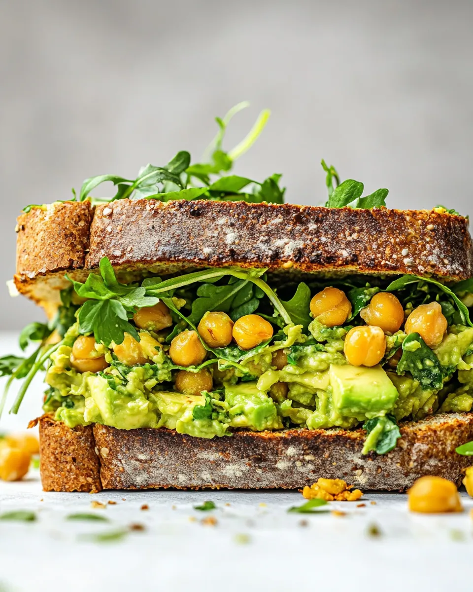 Quick Smashed Chickpea & Avocado Salad Sandwich shot