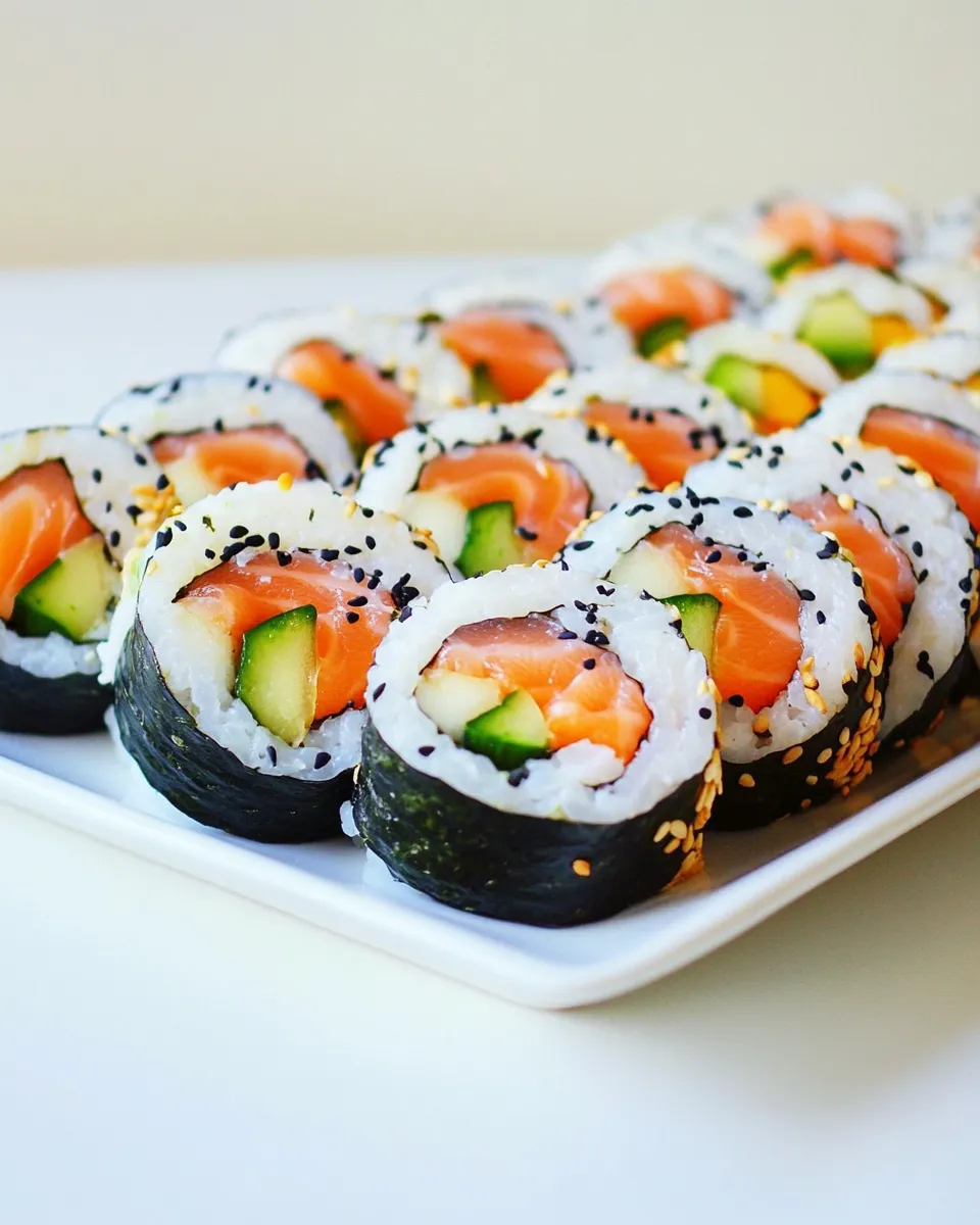 Delicious Smoked Salmon Kimbap shot
