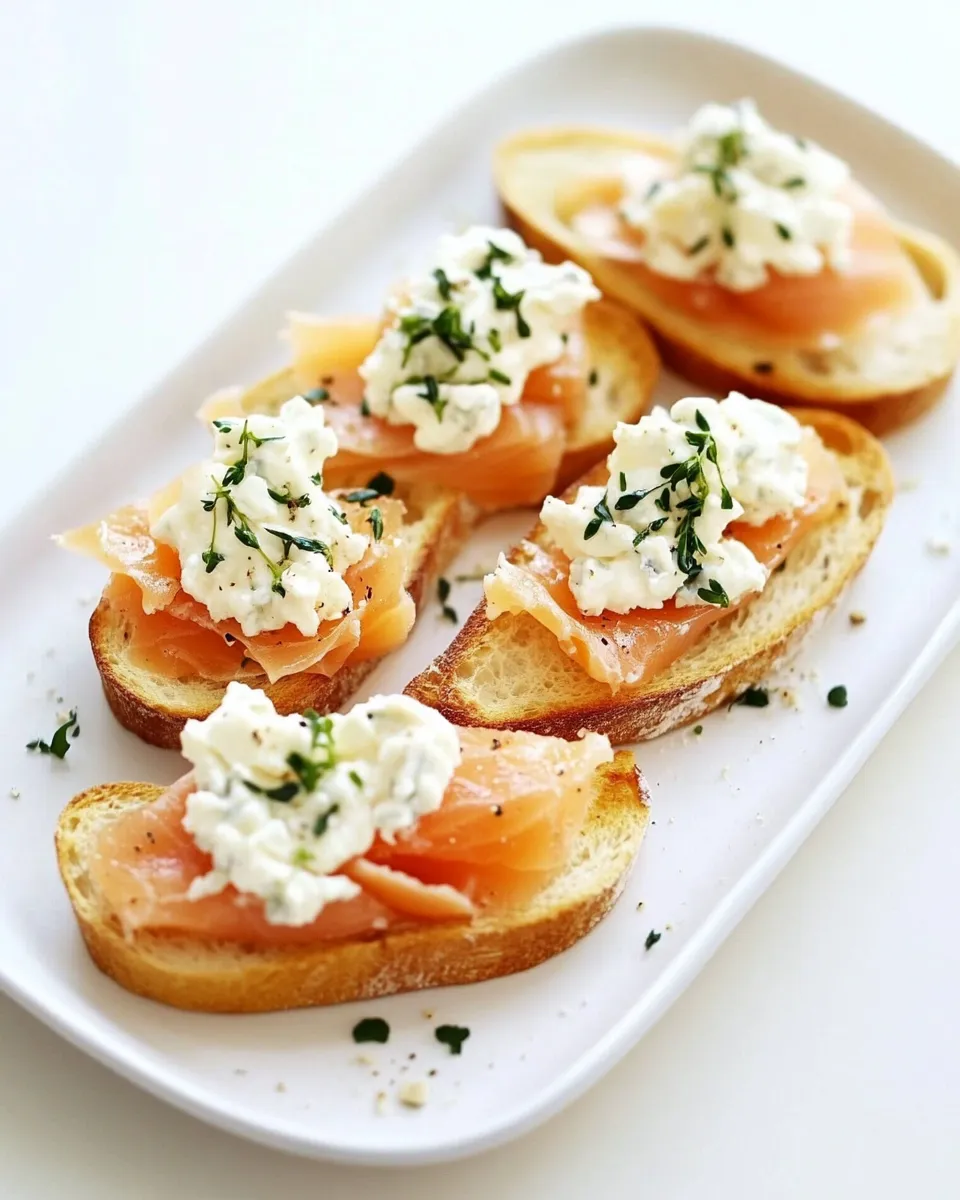 Tasty Smoked Salmon and Goat Cheese Bruschetta shot