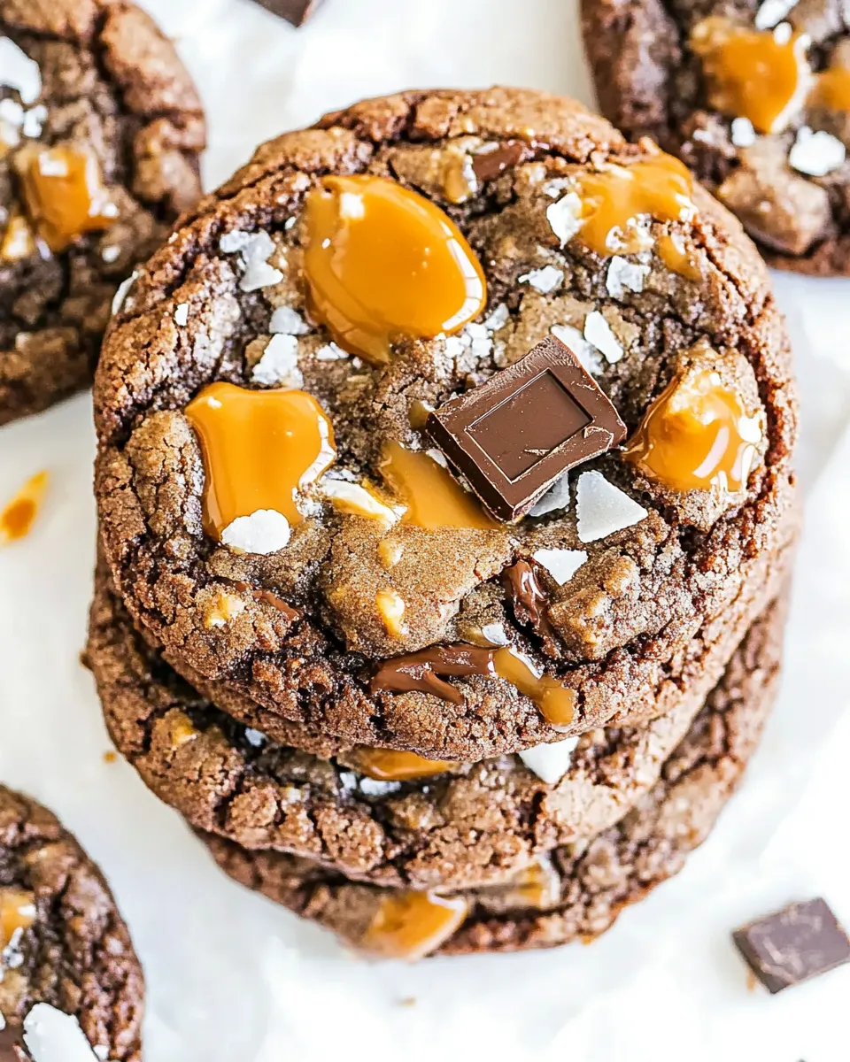 Delicious Soft Batch Salted Caramel Chocolate Fudge Cookies shot