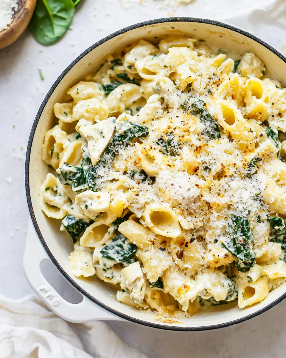 Ultimate Spinach Artichoke Pasta Skillet. recipe image