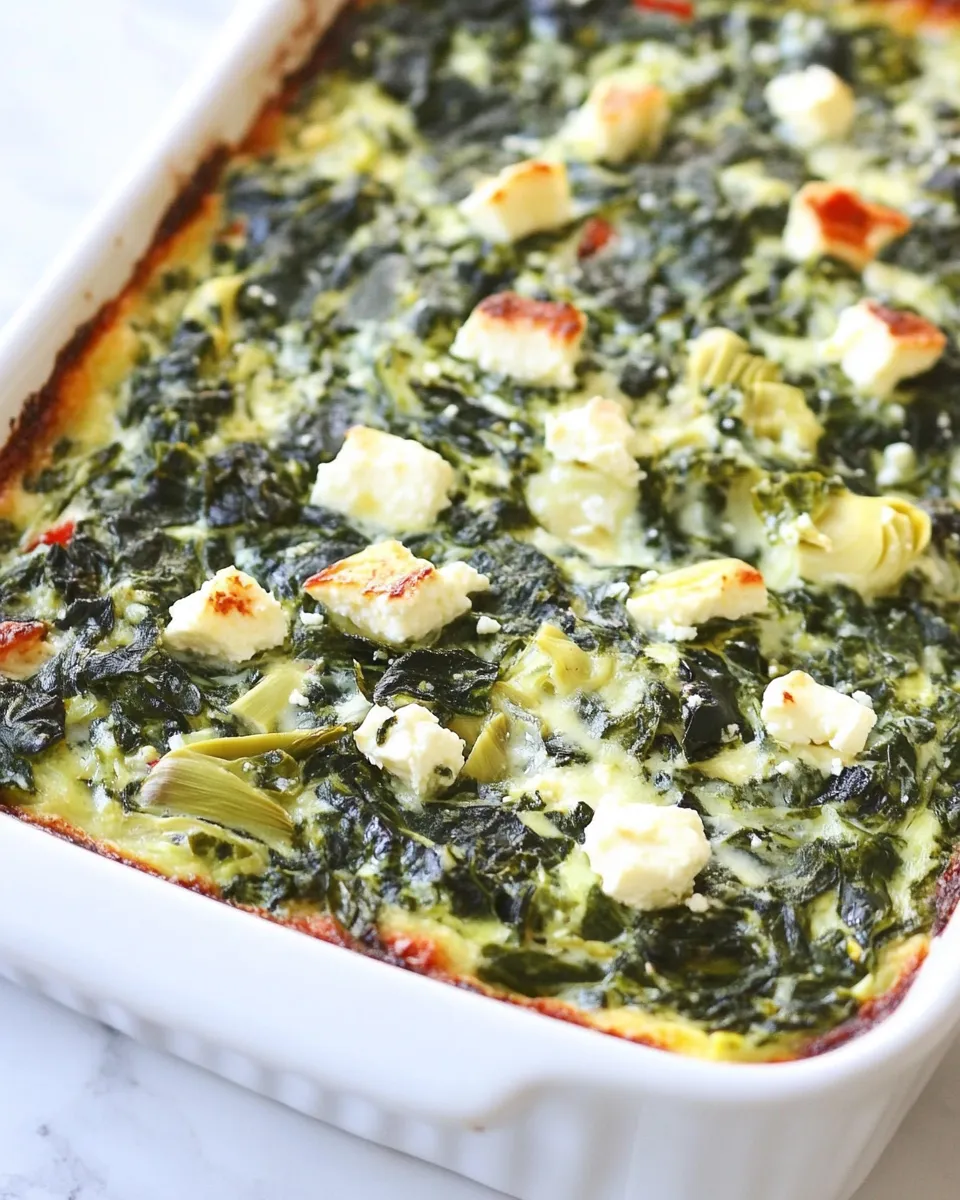 Delicious Spinach, Feta, and Artichoke Breakfast Bake shot