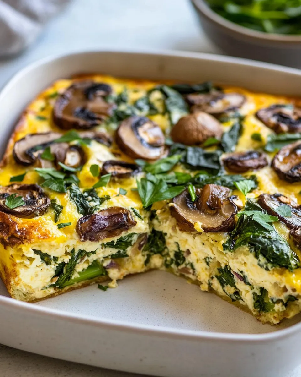 Healthy Spinach Mushroom Breakfast Casserole recipe photo