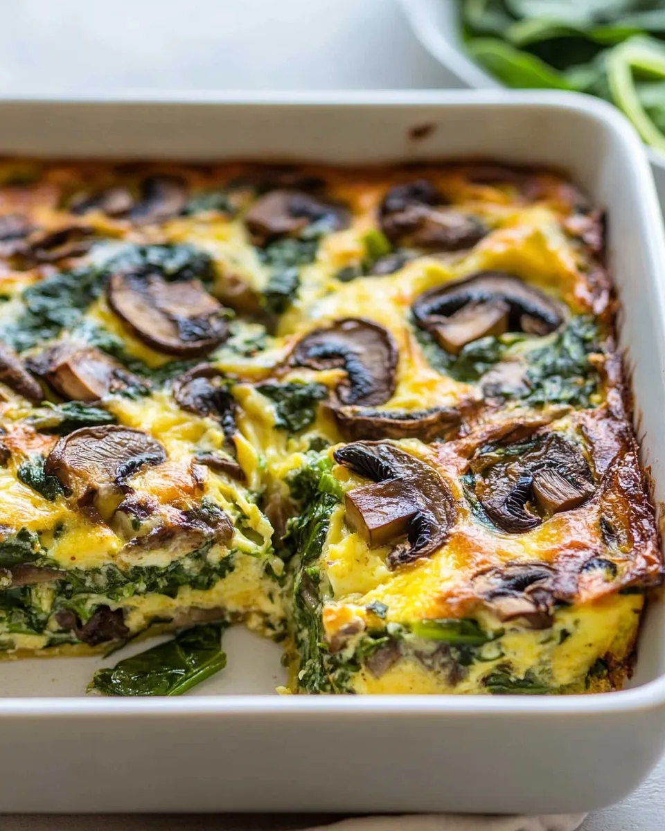 Homemade Spinach Mushroom Breakfast Casserole shot