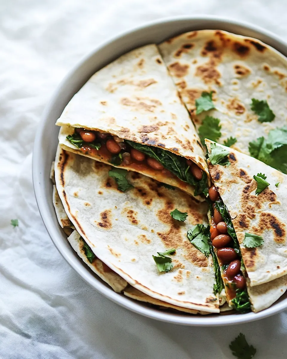 Homemade Spinach Quesadillas with Spiced Pinto Beans photo