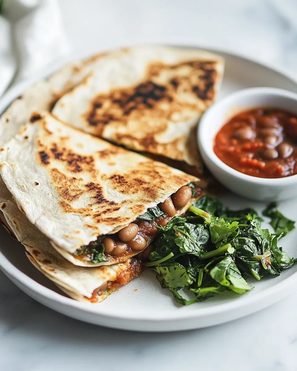 Delicious Spinach Quesadillas with Spiced Pinto Beans image