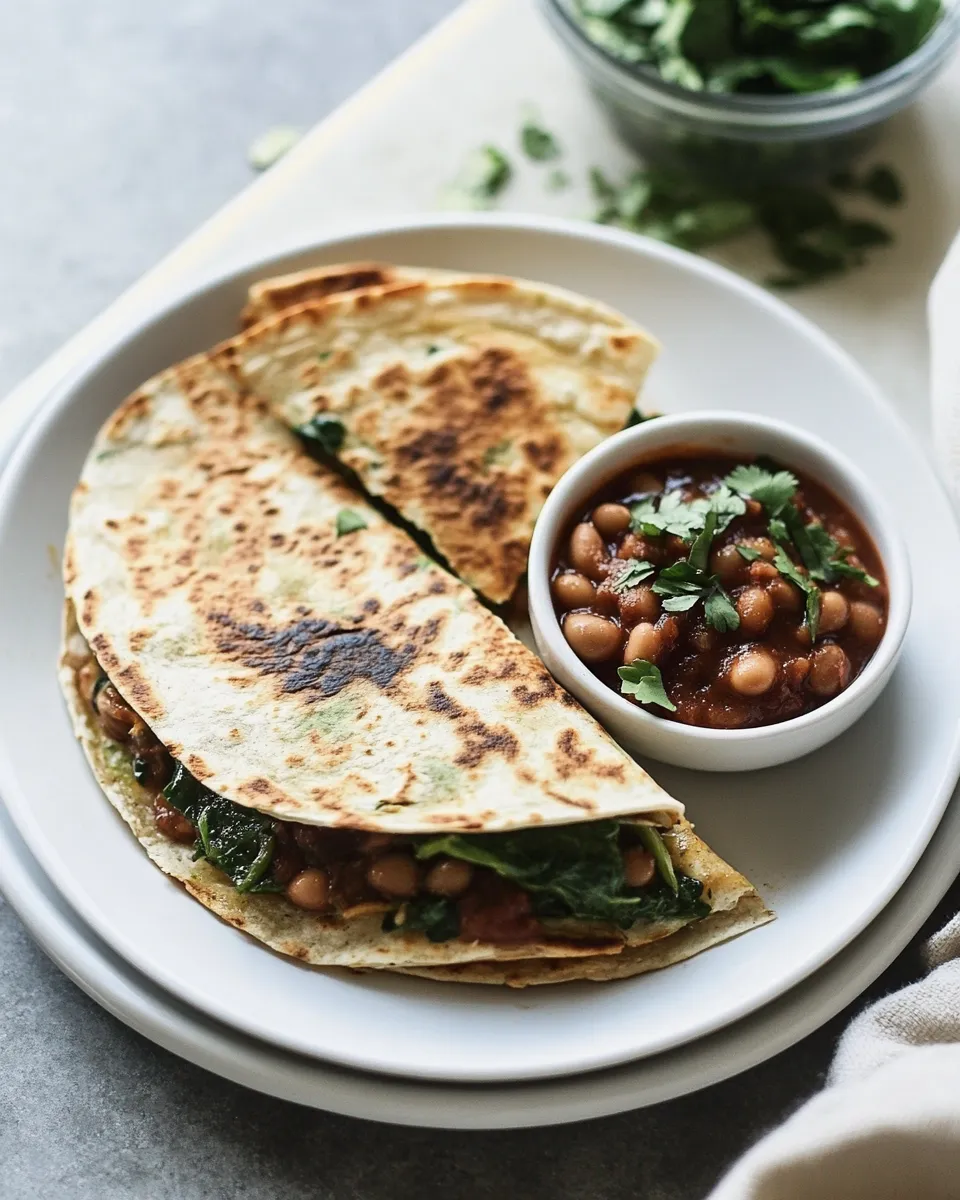 Easy Spinach Quesadillas with Spiced Pinto Beans recipe photo