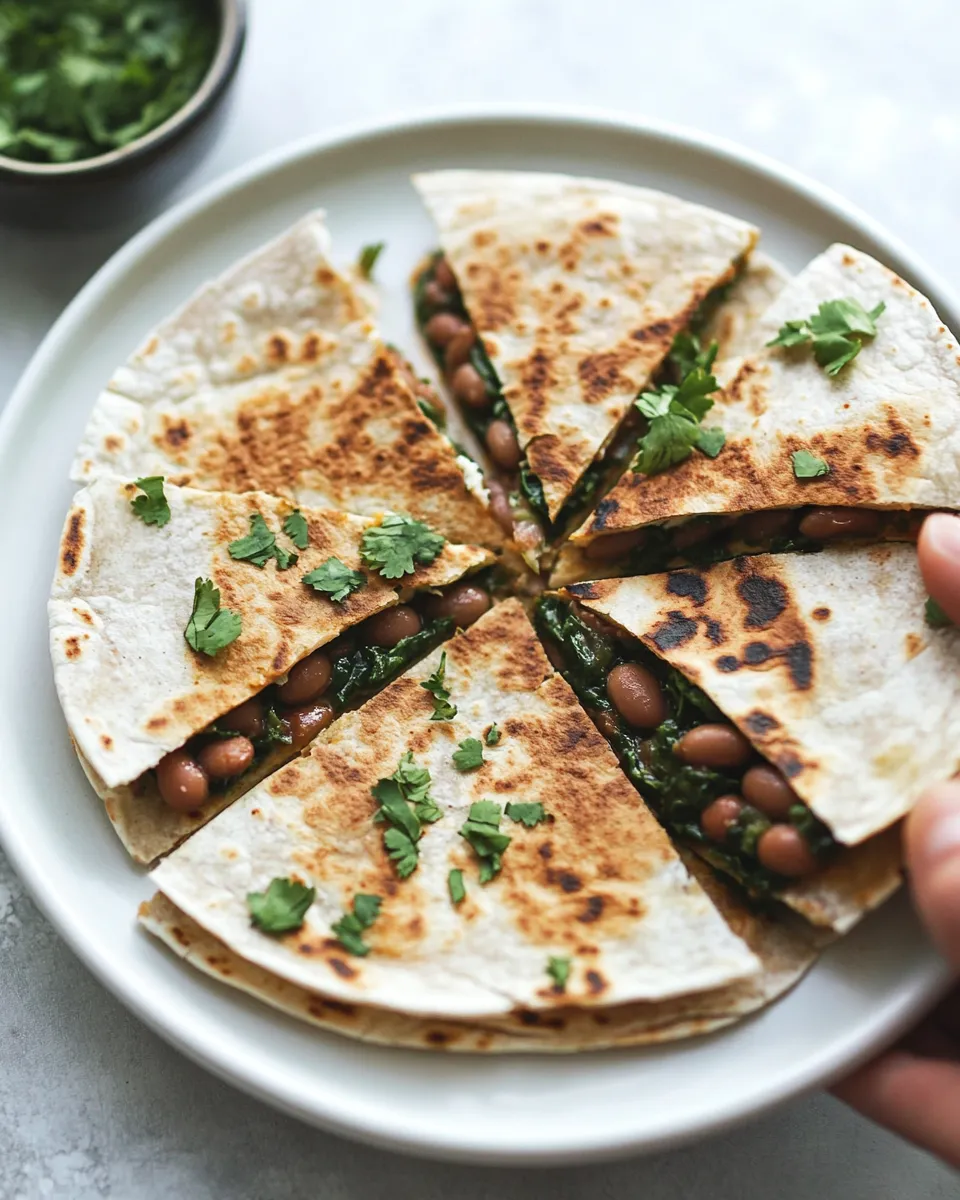 Healthy Spinach Quesadillas with Spiced Pinto Beans dish photo