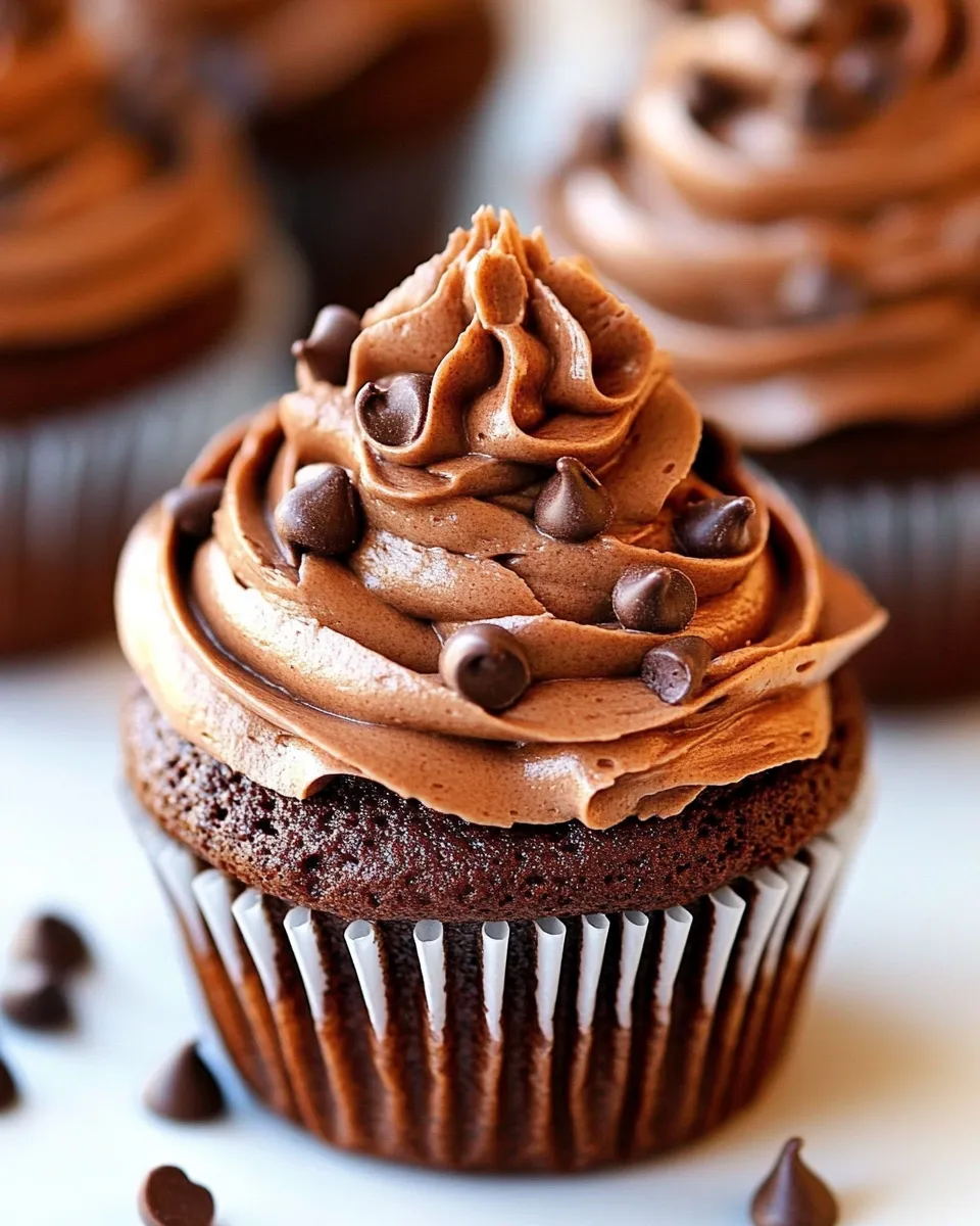 Delicious Super Decadent Chocolate Cupcakes food shot