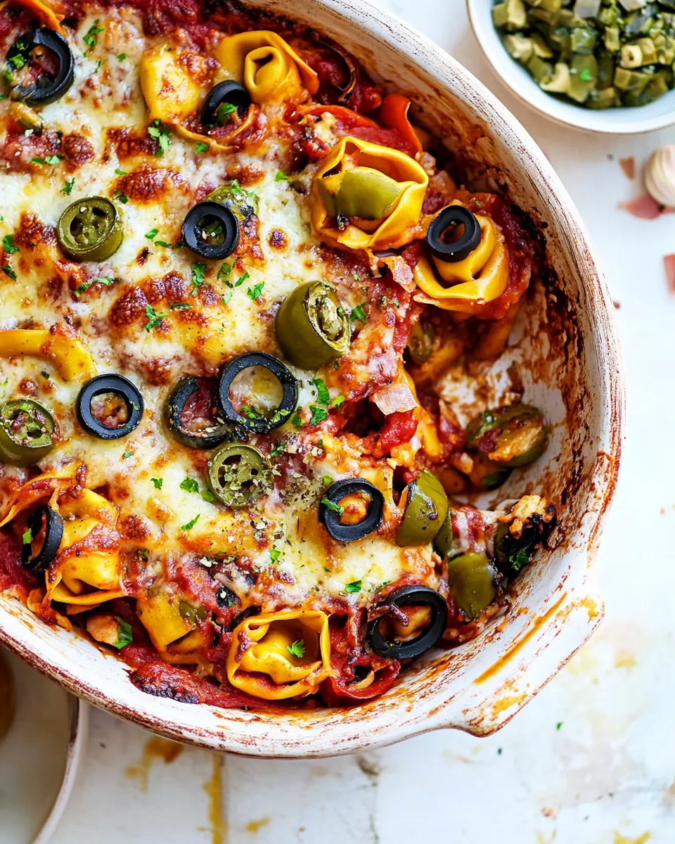 Delicious Supreme Pizza Tortellini Bake shot