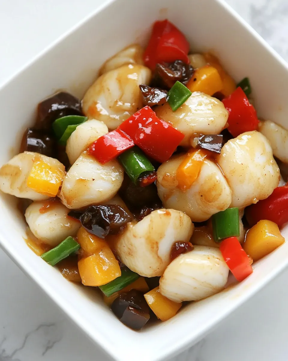 Savory Szechuan Scallops dish photo