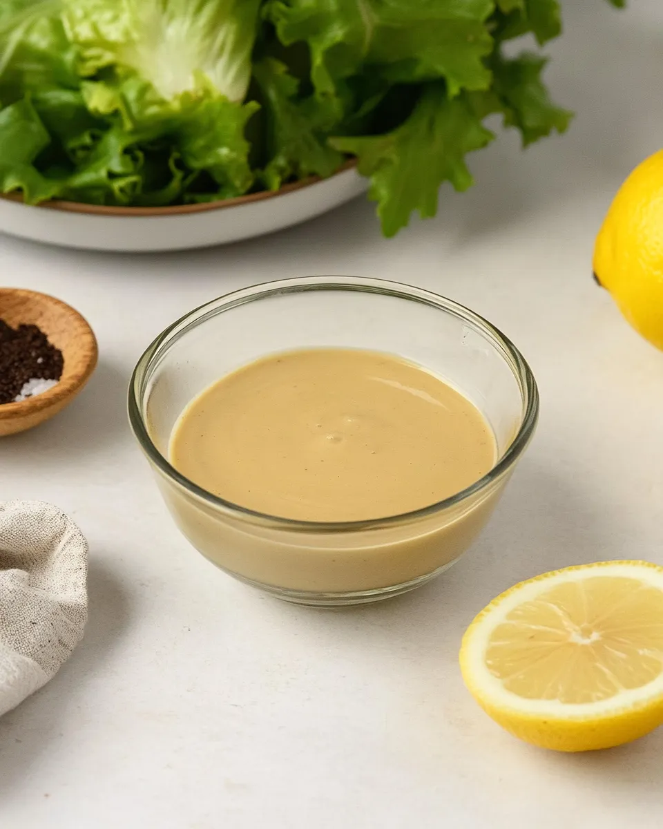 Homemade Tahini Salad Dressing Recipe (with Lemon) shot