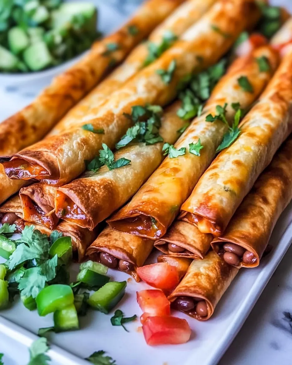 Homemade Taquitos with Cheese, Beans, and Green Chiles photo