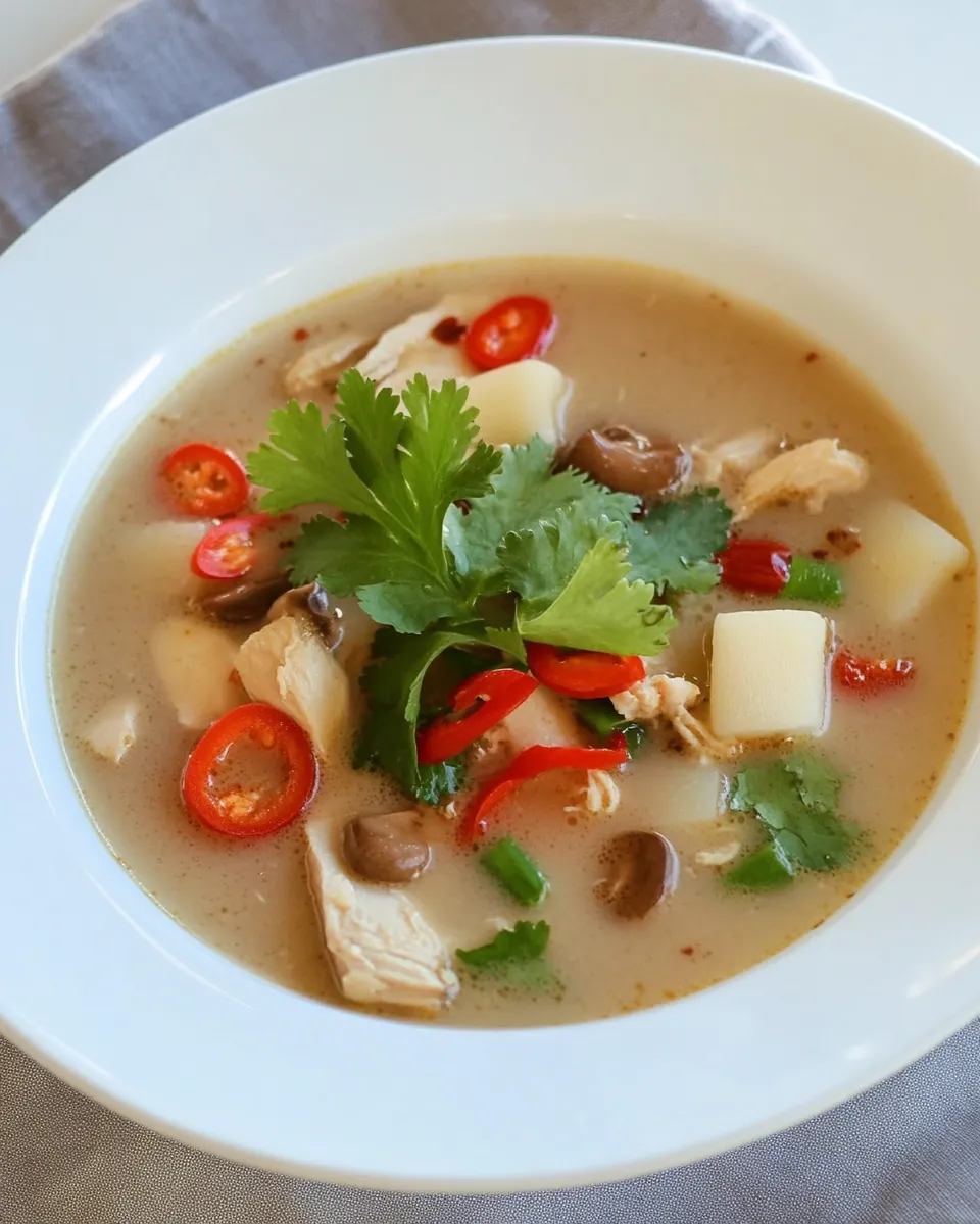 Homemade Thai Hot and Sour Chicken Soup photo