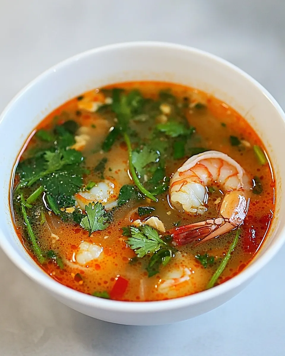 Homemade Thai Spicy Shrimp Soup: Tom Yum Goong photo