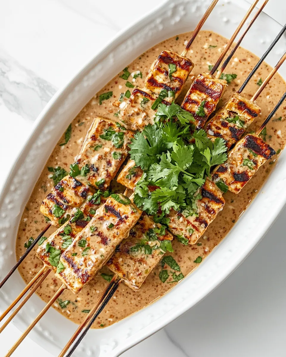 Homemade Tofu Satay with Cilantro-Peanut Sauce photo