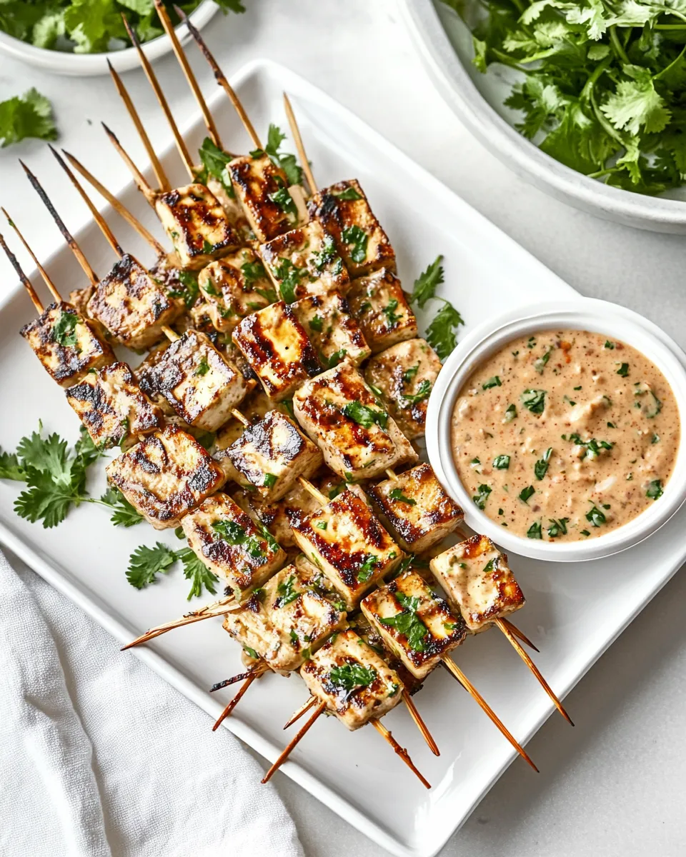 Easy Tofu Satay with Cilantro-Peanut Sauce recipe photo