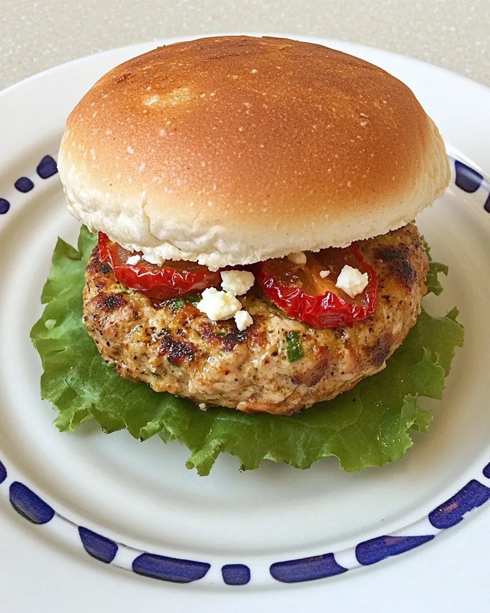 Easy Turkey Burger with Sun-Dried Tomatoes and Feta Cheese shot