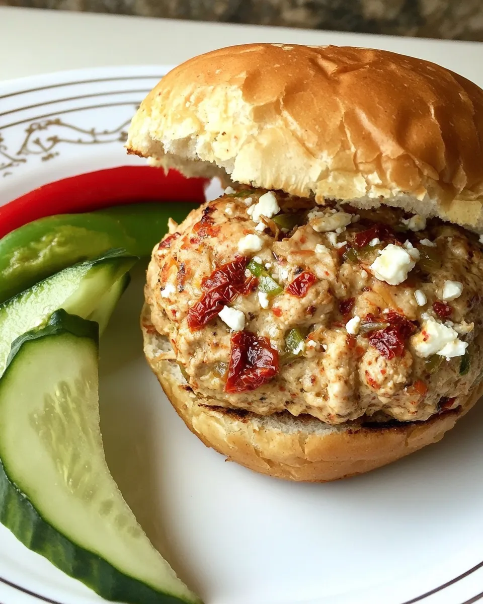 Delicious Turkey Burger with Sun-Dried Tomatoes and Feta Cheese recipe photo