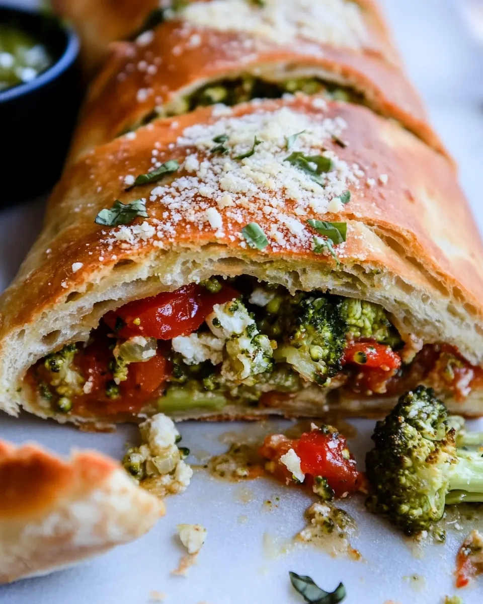Homemade Vegetable Stromboli With Broccoli And Cheese photo