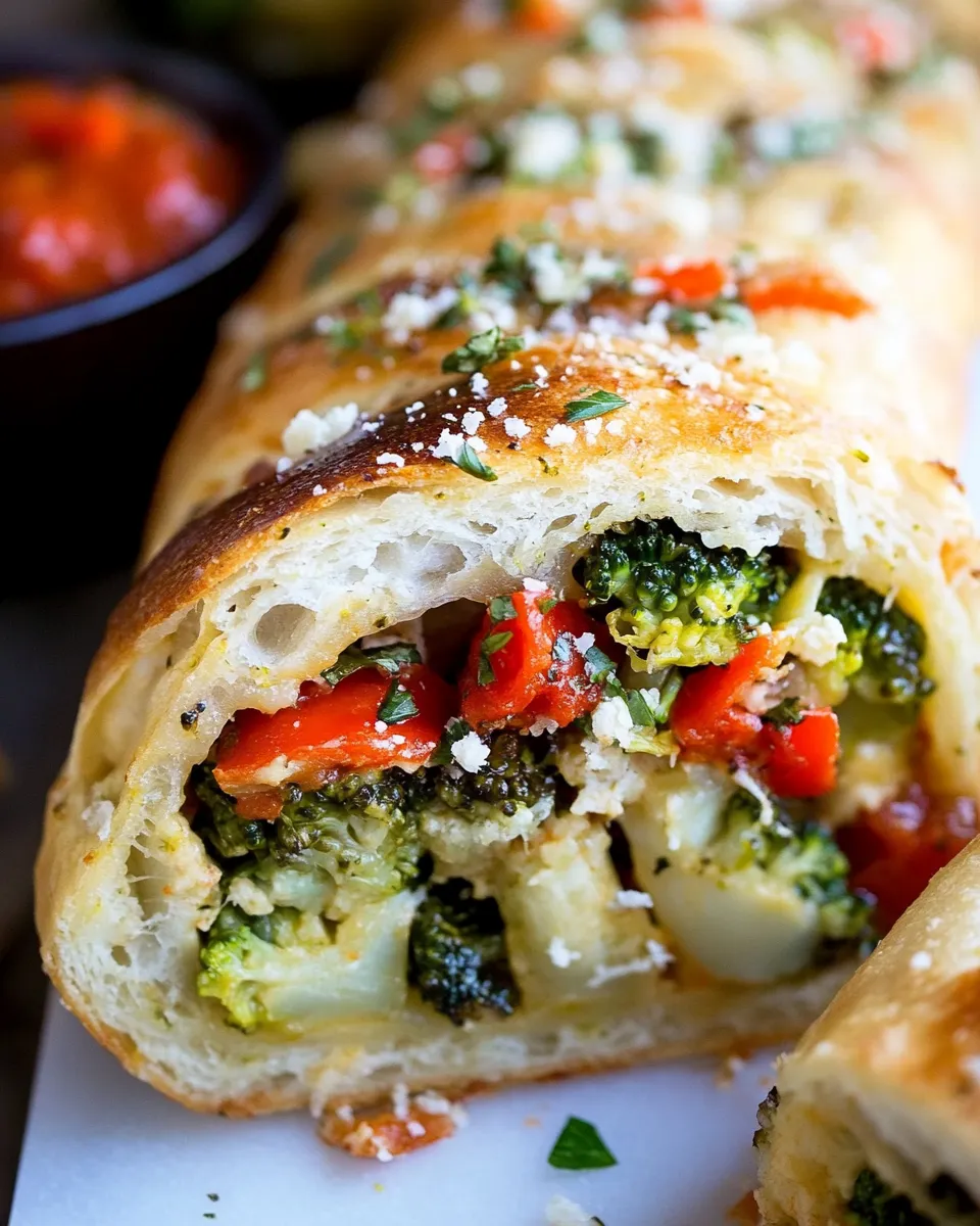 Easy Vegetable Stromboli With Broccoli And Cheese shot