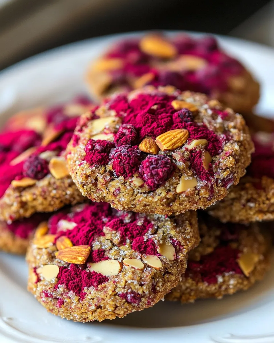 Easy White Chocolate Almond Cookies w/ Raspberry Powder shot