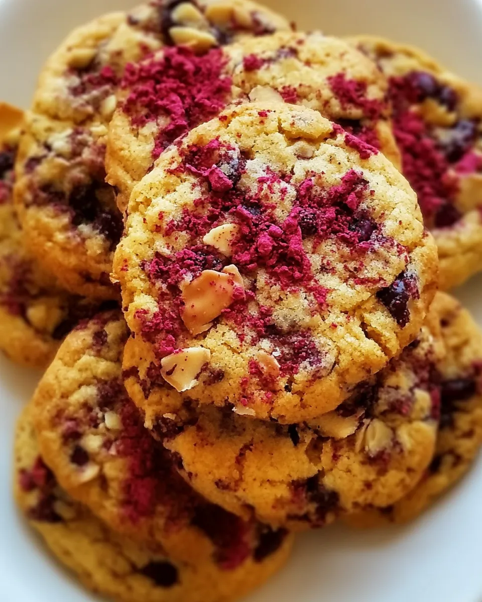Perfect White Chocolate Almond Cookies w/ Raspberry Powder recipe photo