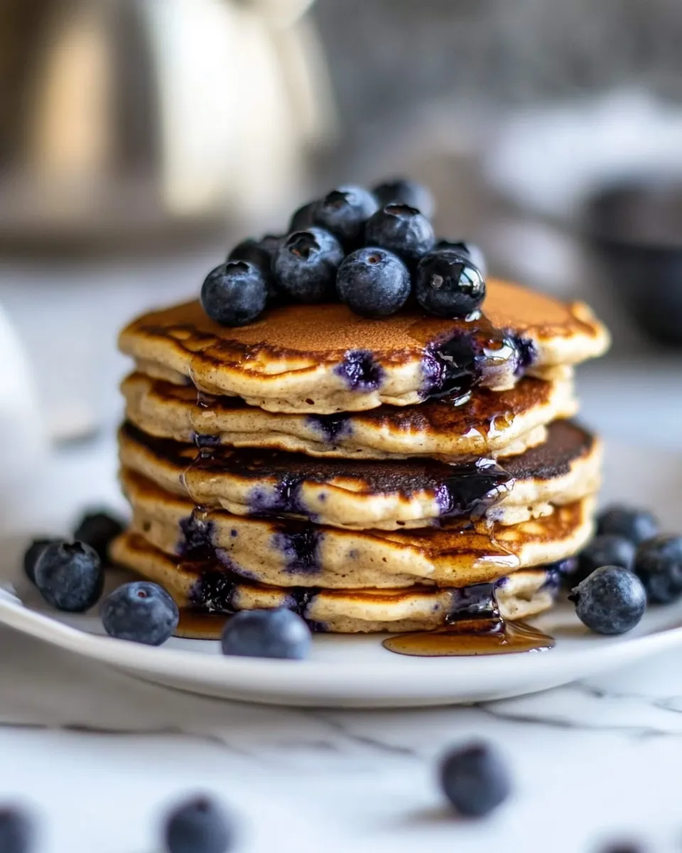 Delicious Whole-Wheat Blueberry Pancakes With Ricotta image
