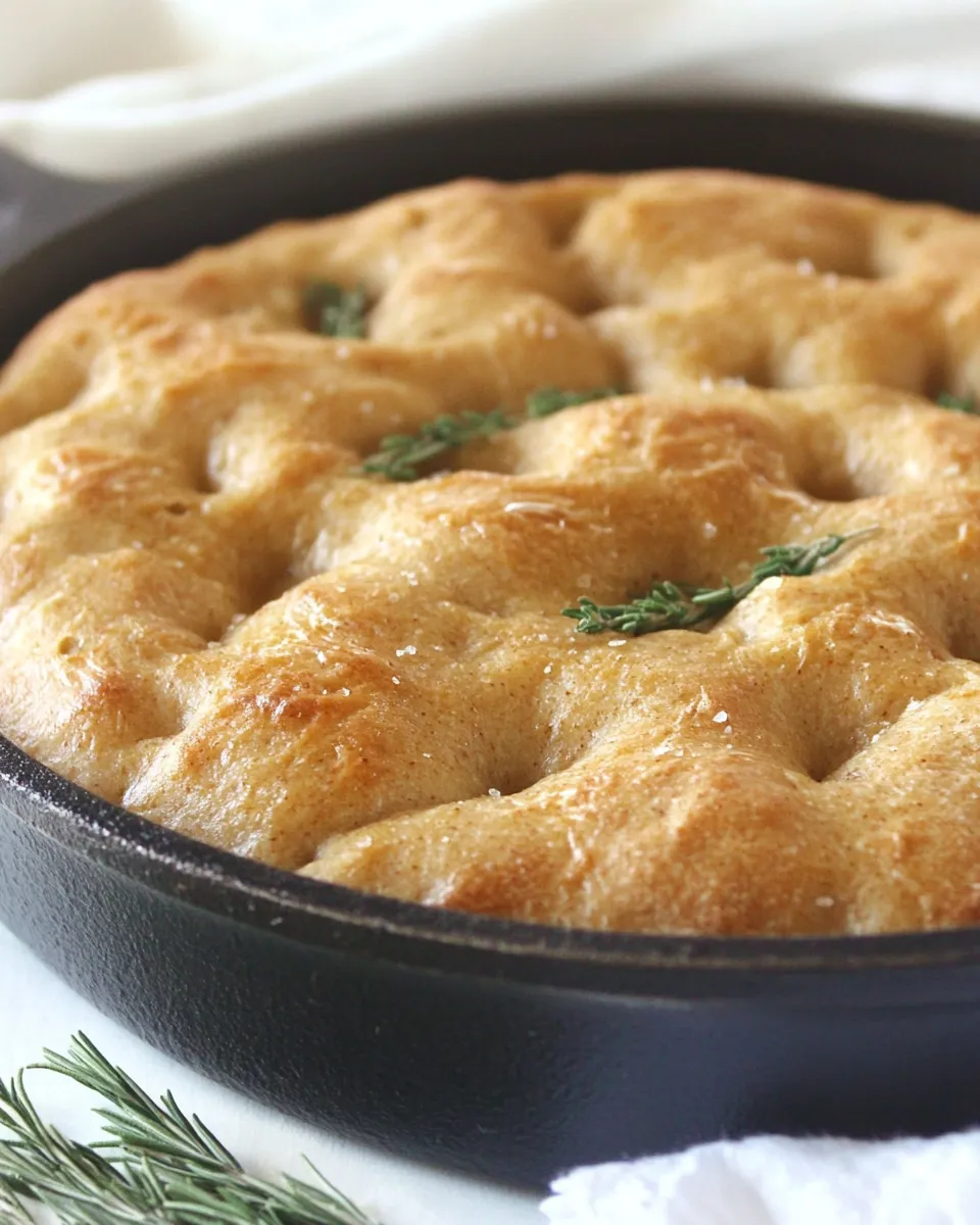 Easy Whole Wheat Skillet Focaccia food shot