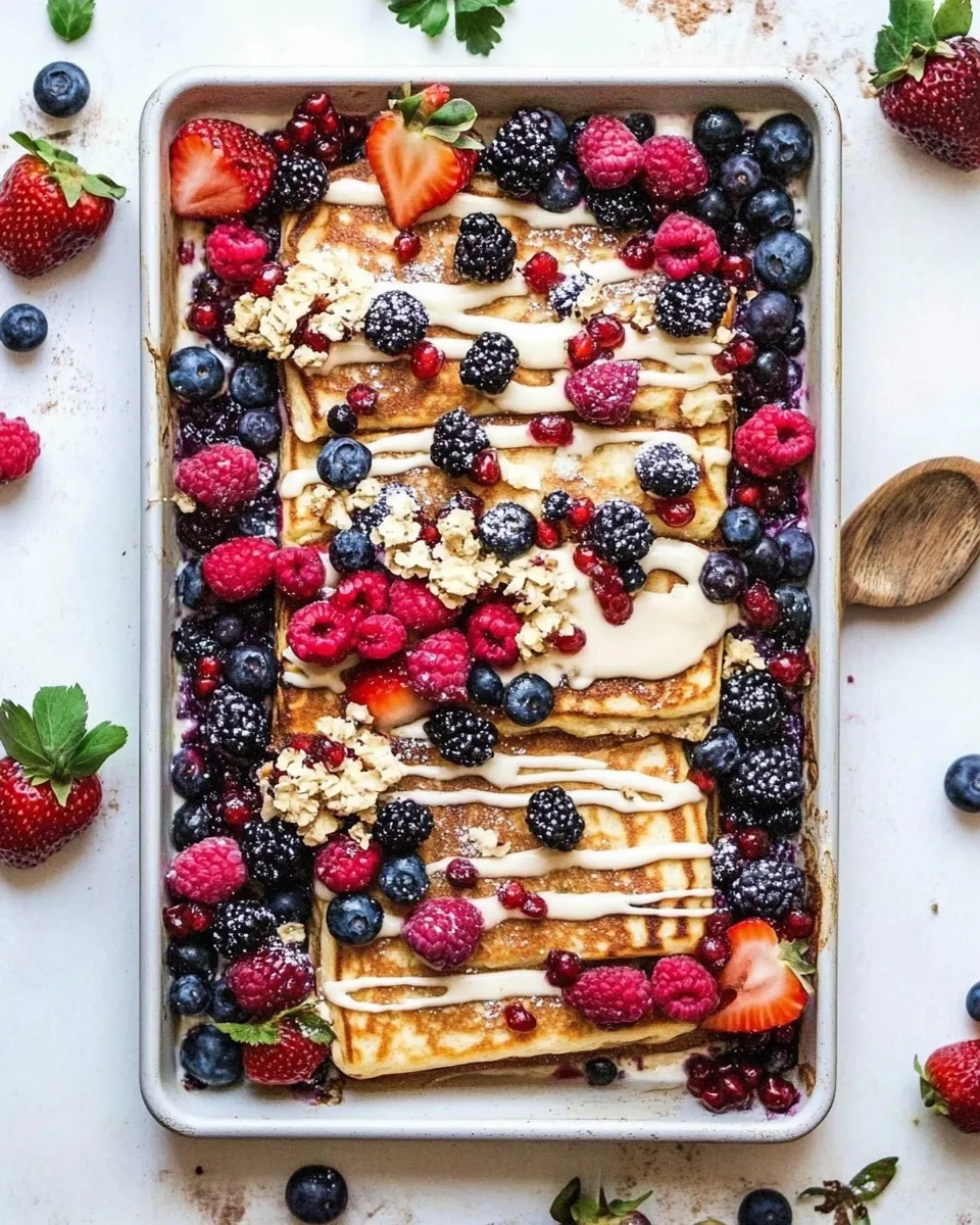 Easy Yogurt Sheet Pan Pancakes with Mixed Berries recipe photo