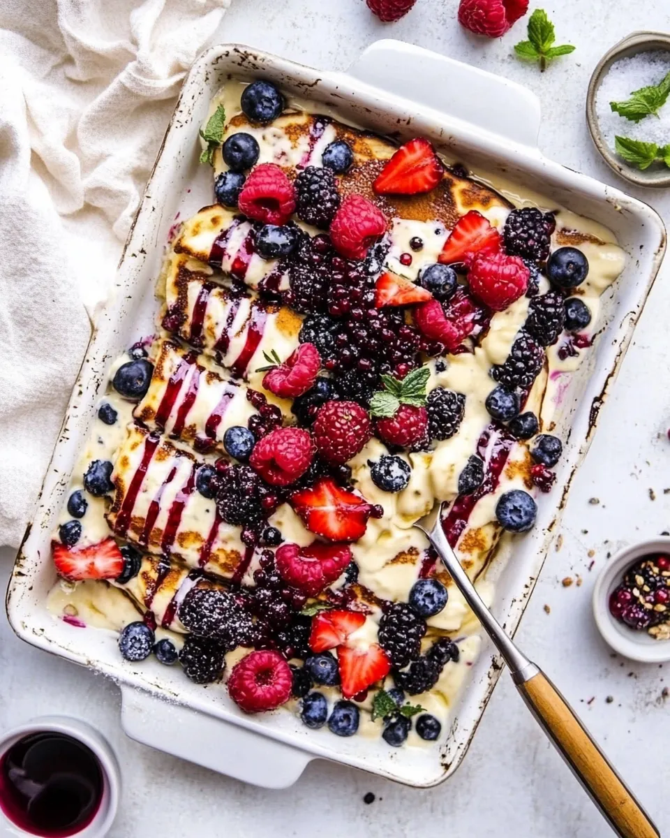 Delicious Yogurt Sheet Pan Pancakes with Mixed Berries dish photo