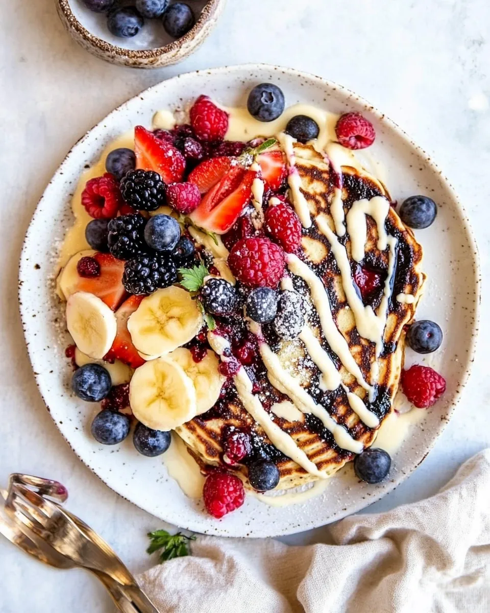 Perfect Yogurt Sheet Pan Pancakes with Mixed Berries food shot